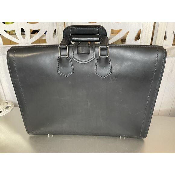 Schlesinger Black Smooth Leather Lawyer Briefcase Buckle & Combination Lock - Picture 3 of 10